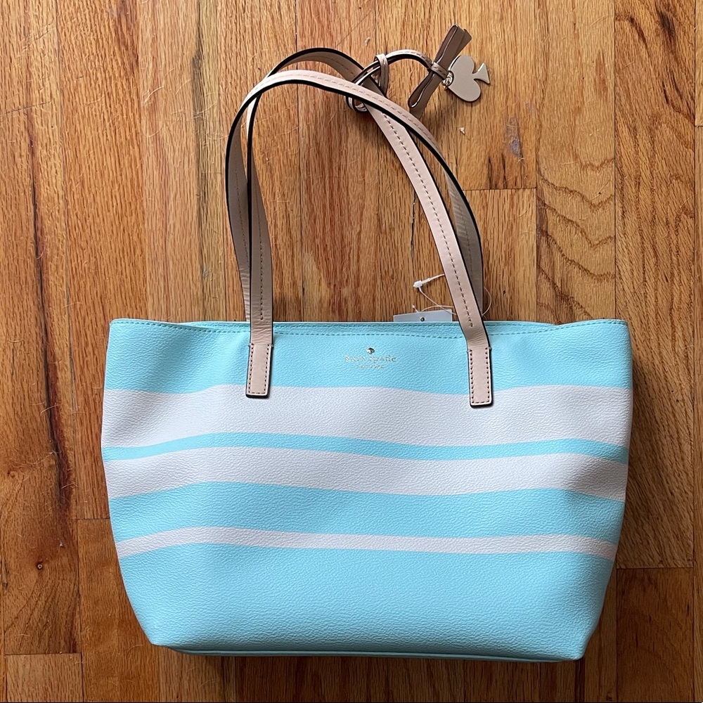 Kate Spade New Purse Tote Blue & White Small Ryan